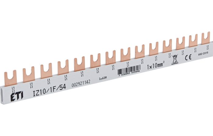 Šyna komutacinė 1P 10mm2 54 modulių šakutė IZ10/1F/54 - ETI