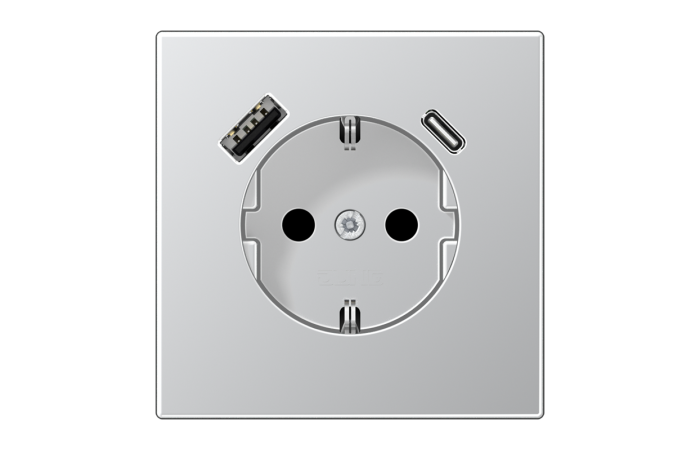 Lizdas p/t SCHUKO su USB A ir USB C 3A aliumininis LS - JUNG