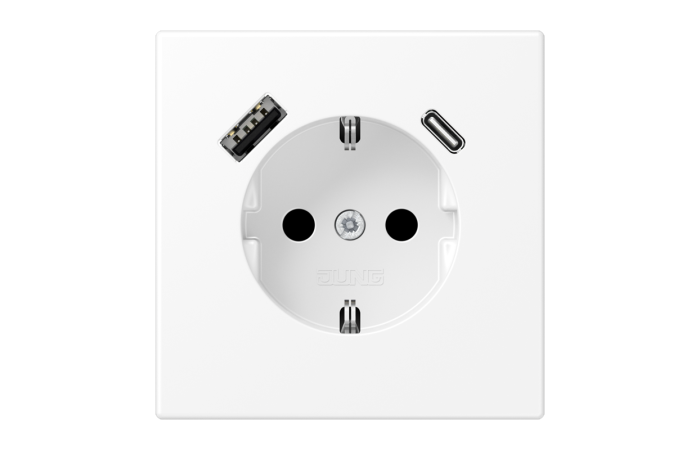 Lizdas p/t SCHUKO su USB A ir USB C 3A baltos matinės spalvos LS - JUNG
