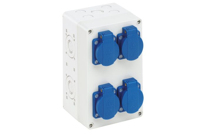 Dėžutė v/t su lizdais SCHUKO 4x16A IP44 iQ [125x200x122] STG004 - SPELSBERG