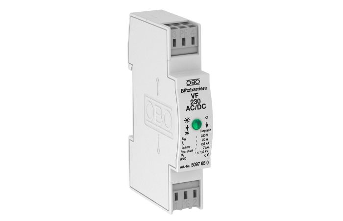 Apsauga viršįtampių 1P D 2.5kA 3 tipo ant DIN bėgelio VF 230-AC/DC - OBO BETTERMANN
