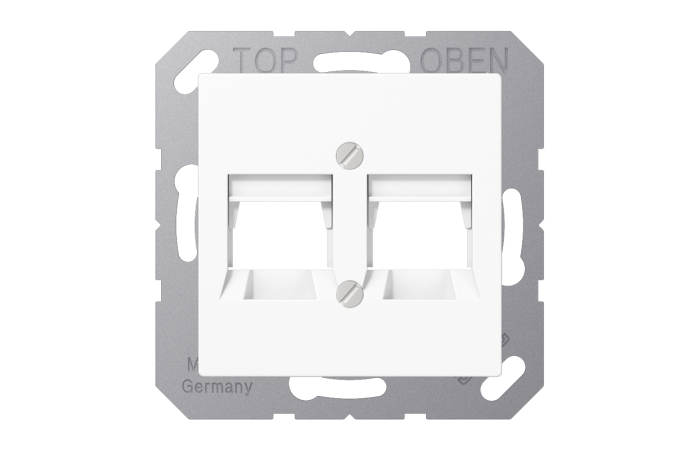 Dangtelis dvigubas RJ45 lizdui baltas keystone - JUNG