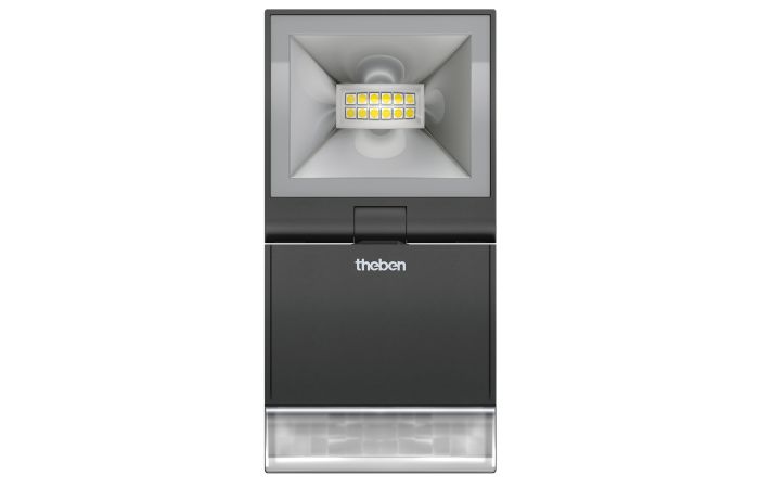 Prožektorius LED 10W IP55 4000K 840lm juodas su judesio jutikliu THELEDA S10BK - THEBEN