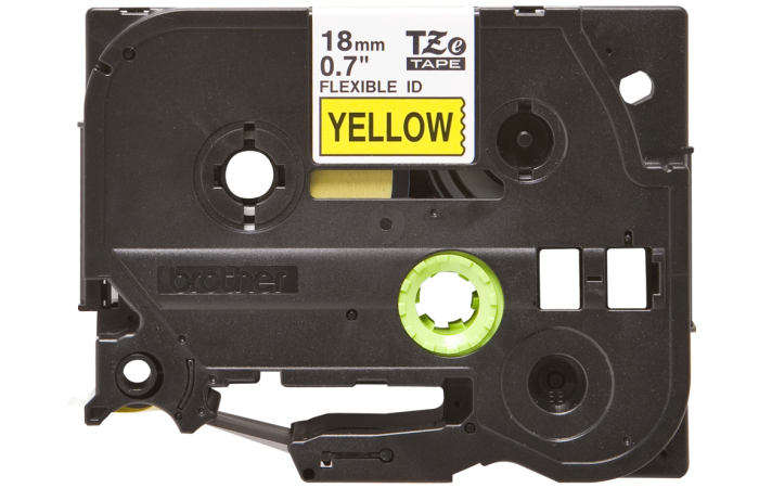 Juostelė spausdintuvui 18mm juoda ant geltono itin lanksti, laminuota [8m] - BROTHER