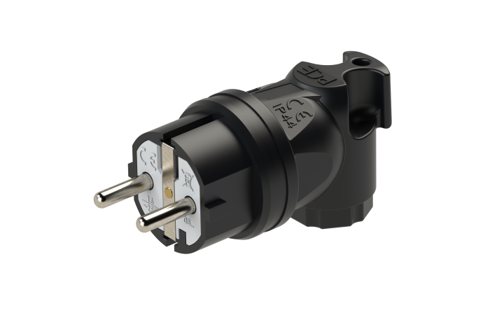 Kištukas a/k SCHUKO juodas kampinis IP44 - PCE