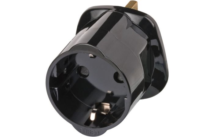 Adapteris kištukinis iš euro lizdas į GBR kištukas su saugikliu 13A juodas - BRENNENSTUHL