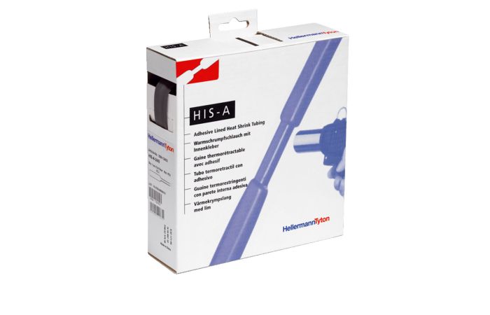 Vamzdelis termosusitraukiantis su klijais 6.0-2.0mm juodas HIS-A [pak. po 5m] - HELLERMANN TYTON