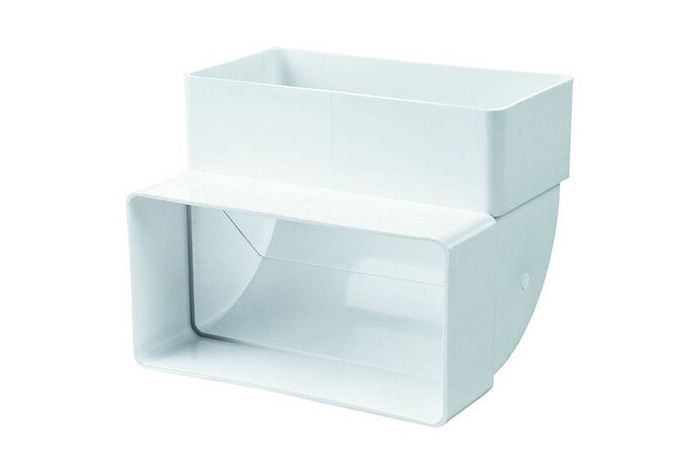 Alkūnė vertikali plokščiam ortakiui 100mm 90 laipsnių kampas baltas PFKB90S - PROTEC