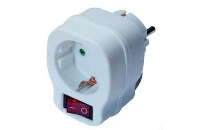 Kištukas tiesus su lizdu ir jungikliu 16A baltas SCHUKO PSSSW - PROTEC