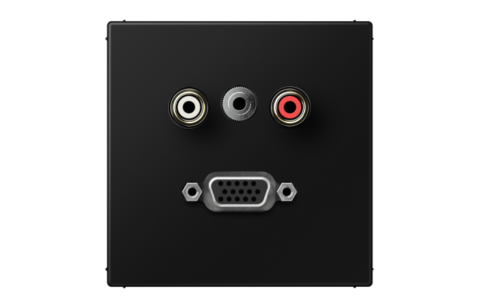 Lizdas p/t VGA + Audio su dangteliu juodas LS - JUNG