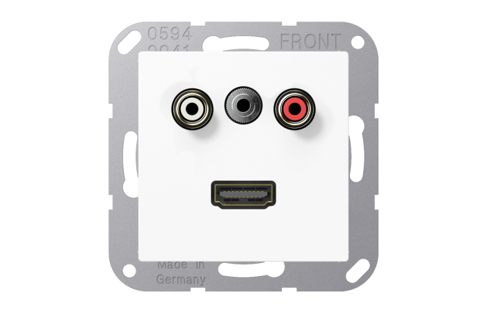 Lizdas garsiakalbio prijungimui baltas Cinch audio, HDMI A - JUNG