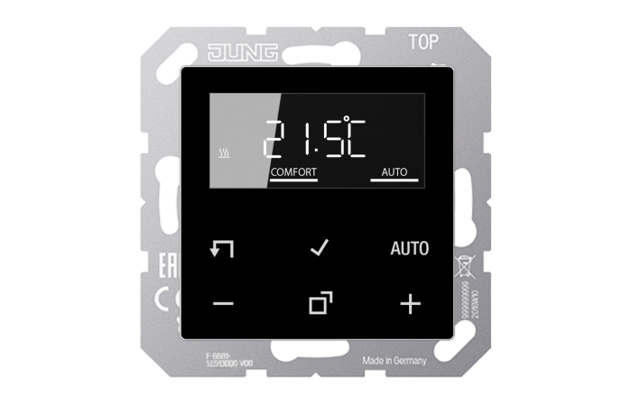Reguliatorius temperatūros p/t patalpos su ekranu juodos spalvos A - JUNG