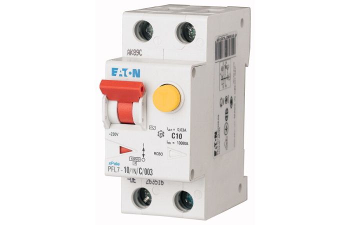 Relė srovės nuotėkio RCBO 2P 10A B 30mA su automatu AC-tipas PFL7-10/1N/B/003-DE - EATON
