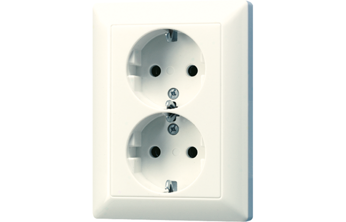 Lizdas p/t dvigubas su įžeminimu su rėmeliu dramblio kaulo spalvos AS 500 - JUNG