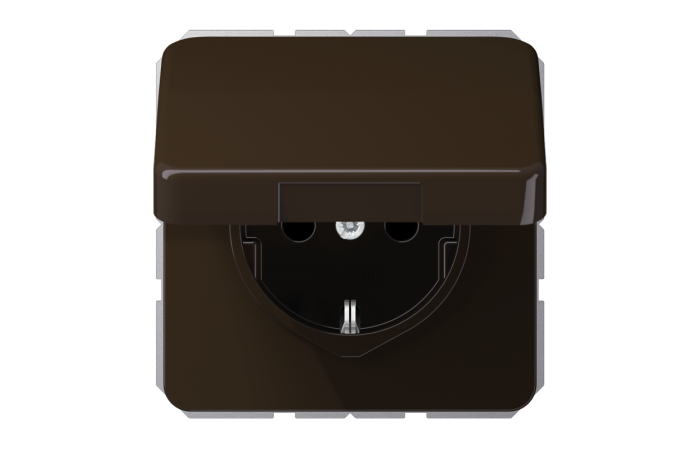 Lizdas p/t SCHUKO su dangteliu IP44 rudas 16A 250V CD - JUNG
