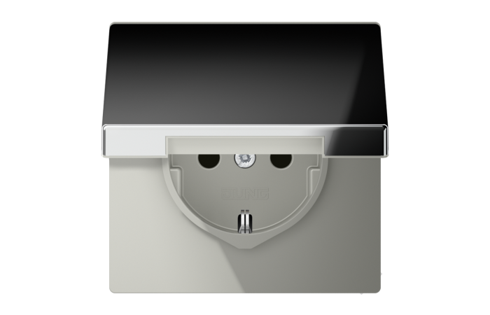 Lizdas p/t SCHUKO su dangteliu IP44 chromo spalvos 16A 250V LS - JUNG