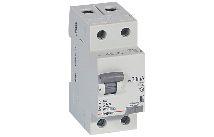 Relė srovės nuotėkio RCCB 2P 25A 30mA AC-tipas RX3 - LEGRAND