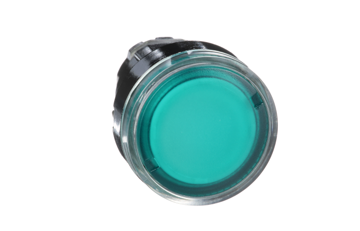 Galvutė mygtukui žalia skaidri be fiksacijos 22mm su BA9s pašvietimu IP6 ZB4 Harmony - SCHNEIDER ELECTRIC