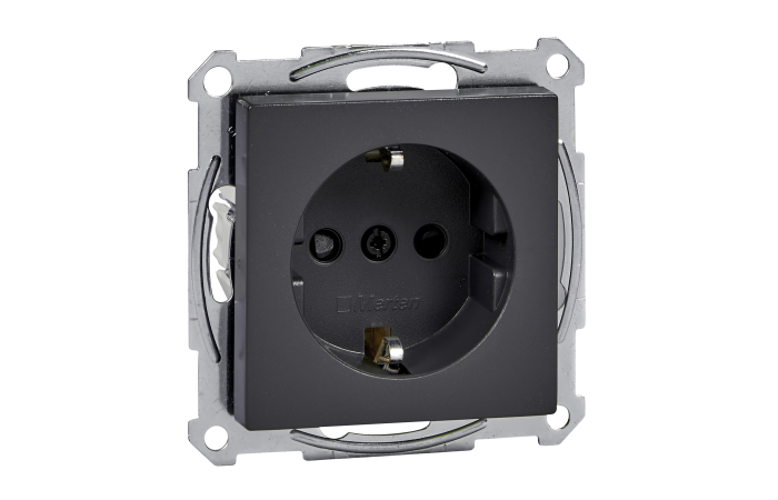 Lizdas p/t SCHUKO be rėmelio su apsauga nuo vaikų užspaudžiami kontaktai antracito matinės spalvos 16A 250V System M Merten - SCHNEIDER ELECTRIC