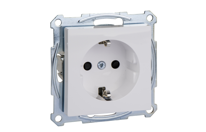 Lizdas p/t su įžeminimu SCHUKO su apsauga nuo vaikų Baltos spalvos RAL9016, antibakterinis, SYSTEM M - SCHNEIDER ELECTRIC