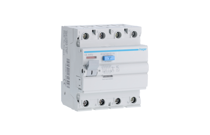 Relė srovės nuotėkio RCCB 4P 40A 100mA AC-tipas - HAGER