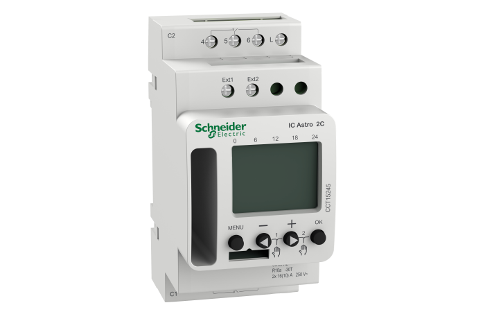 Laikrodis elektroninis astronominis 2 kanalų savaitinis IC Astro 2C Acti9 - SCHNEIDER ELECTRIC