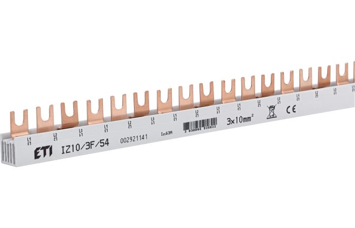 Šyna komutacinė 3P 10mm2 54 modulių šakutė IZ10/3F/54 - ETI