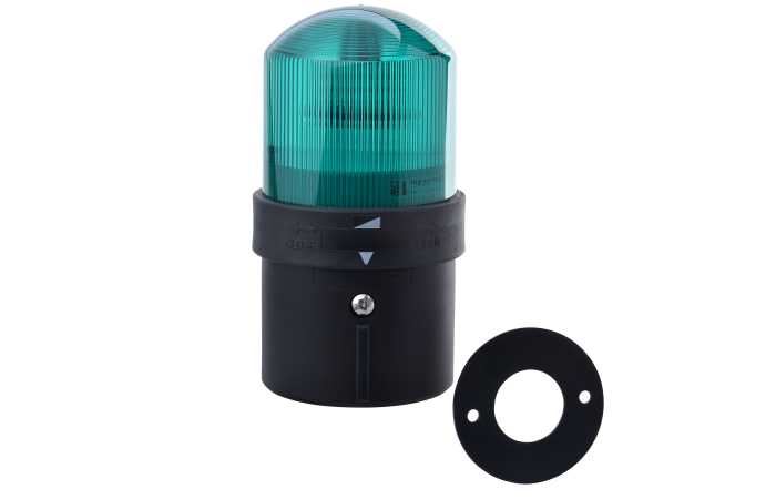 Švyturėlis žalias LED 24V AC/DC D70mm mirksintis su pagrindu XVBL Harmony - SCHNEIDER ELECTRIC