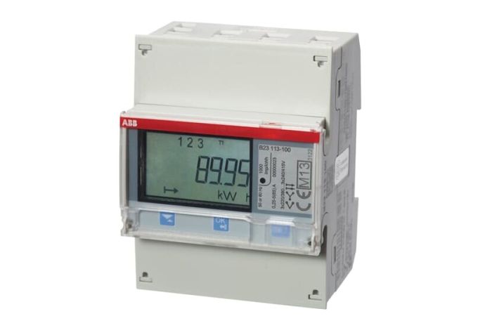 Skaitiklis elektros energijos 3F 65A tiesioginis 1 tarifas MID M-Bus 4 modulių Steel B23 113-100 - ABB