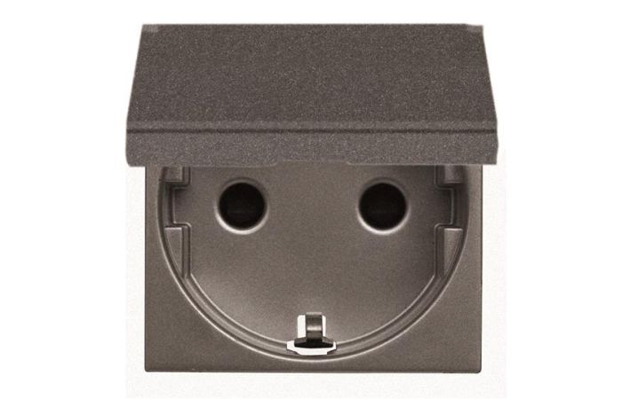 Lizdas p/t SCHUKO su dangteliu su apsauga nuo vaikų varžtiniai kontaktai antracito spalvos 2 modulių 16A 250V N2288.1 AN Zenit - ABB