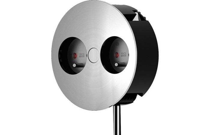 Blokas lizdų į stalą SCHUKO 2x230V apvalus, su rėmu D115 aliumininis spalvos TWIST 2S - BACHMANN