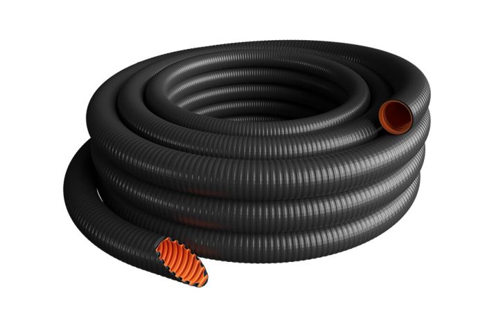Vamzdis gofruotas D25 750N/5cm juodas be halogenų EVOEL FMs-UV-0H SMART [50m] - EVOPIPES