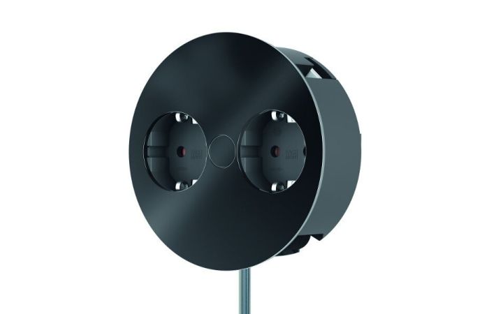 Lizdų blokas į stalą SCHUKO 2x230V matinės juodos spalvos TWIST - BACHMANN