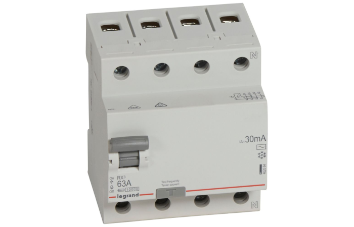 Relė srovės nuotėkio RCCB 4P 63A 30mA AC-tipas RX3 - LEGRAND