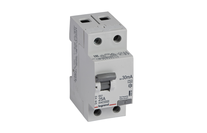 Relė srovės nuotėkio RCCB 2P 25A 30mA A-tipas RX3 - LEGRAND