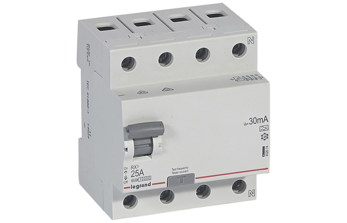 Relė srovės nuotėkio RCCB 4P 25A 30mA A-tipas RX3 - LEGRAND