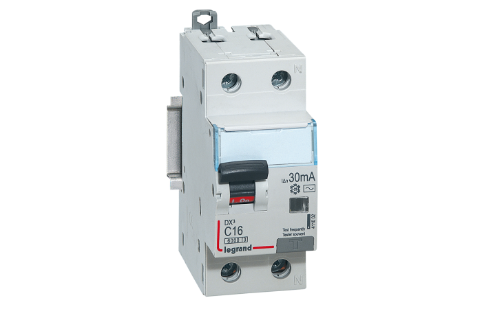 Relė srovės nuotėkio RCBO 2P 16A C 30mA 6kA su automatu AC-tipas DX3 - LEGRAND