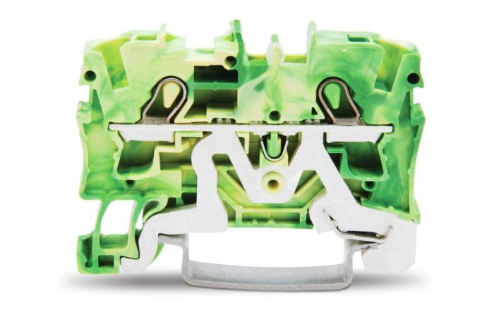 Gnybtas 4mm2/6.2mm geltonai žalias ant bėgelio - WAGO