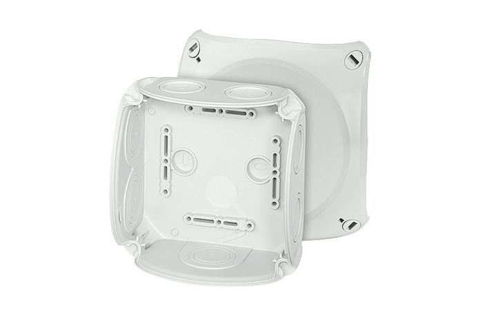 Dėžutė v/t [130x130x77] IP66 tuščia pilka su gumine membrana - HENSEL