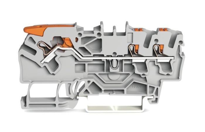 Gnybtas 2.5mm2 3 laidams pilkas ant bėgelio - WAGO