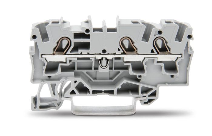 Gnybtas 4mm2 3 laidams pilkas ant bėgelio - WAGO