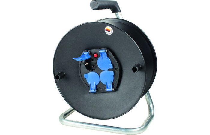 Ilgiklis-ritė tuščia 4 lizdų juodas plastinikis būgnas PLTK 50 - PROTEC