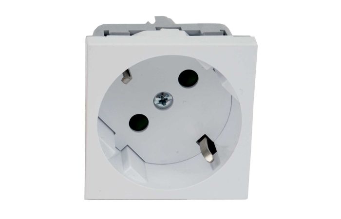 Lizdas modulinis SCHUKO 45x45mm su apsauginais kontaktais baltas su įžeminimu Quadro - KOPOS KOLIN