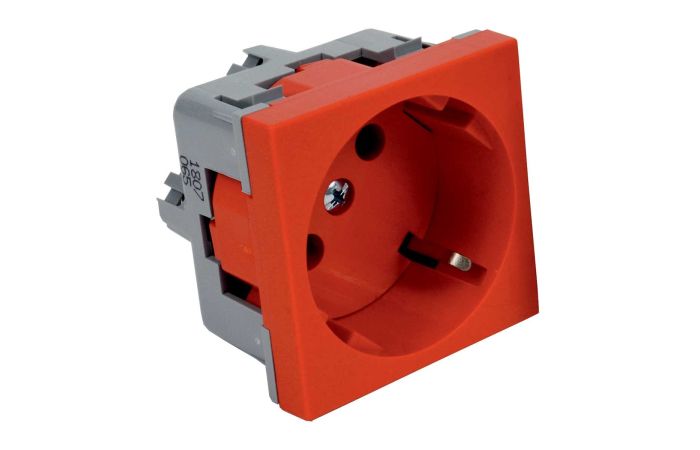Lizdas modulinis SCHUKO 45x45mm su apsauginais kontaktais raudonas Quadro - KOPOS KOLIN
