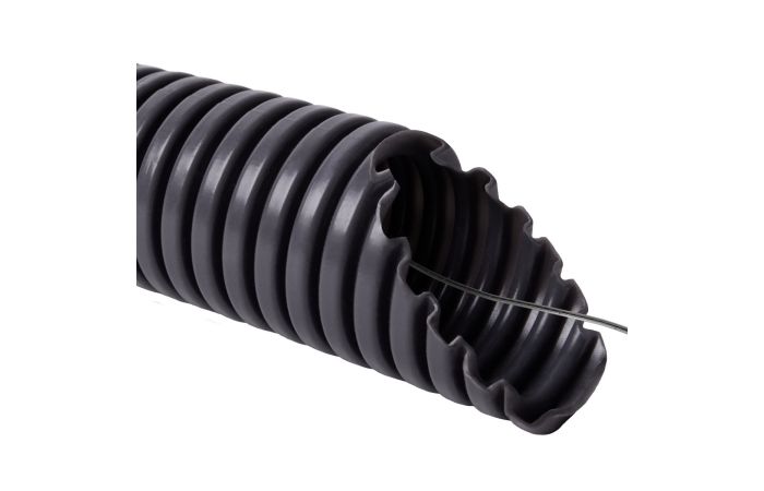 Vamzdis gofruotas D32 750N tamsiai pilkas su viela [25m] - KOPOS KOLIN