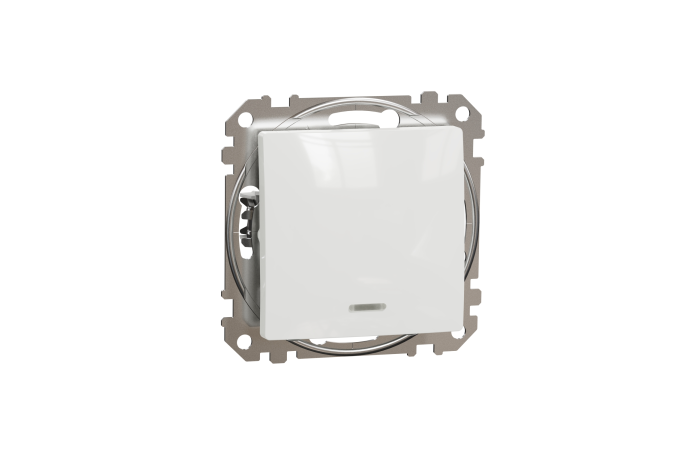 Jungiklis p/t viengubas su raudonu LED pašvietimu baltos spalvos 10A 250V SEDNA DESIGN - SCHNEIDER ELECTRIC