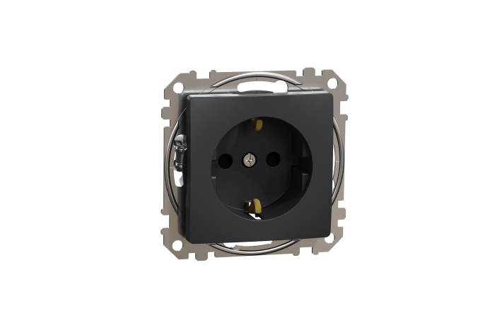 Lizdas p/t SCHUKO be rėmelio su apsauga nuo vaikų varžtiniai kontaktai antracito spalvos 16A 250V SEDNA DESIGN - SCHNEIDER ELECTRIC