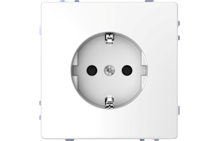 Lizdas p/t SCHUKO be rėmelio su apsauga nuo vaikų užspaudžiami kontaktai baltos matinės spalvos 16A 250V System Design Merten - SCHNEIDER ELECTRIC