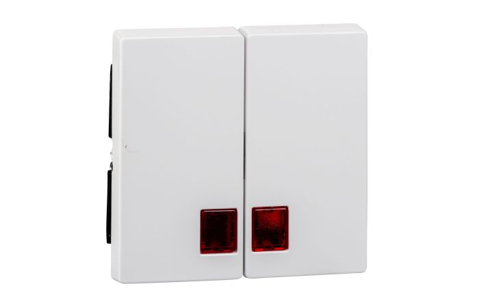 Klavišas dvigubam jungikliui antibakterinis su raudonu pašvietimu baltas RAL9016 System M - SCHNEIDER ELECTRIC