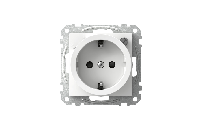 Lizdas p/t SCHUKO IP20 be rėmelio su srovės nuotėkio apsauga užspaudžiami kontaktai baltas 16A 230V Exxact - SCHNEIDER ELECTRIC